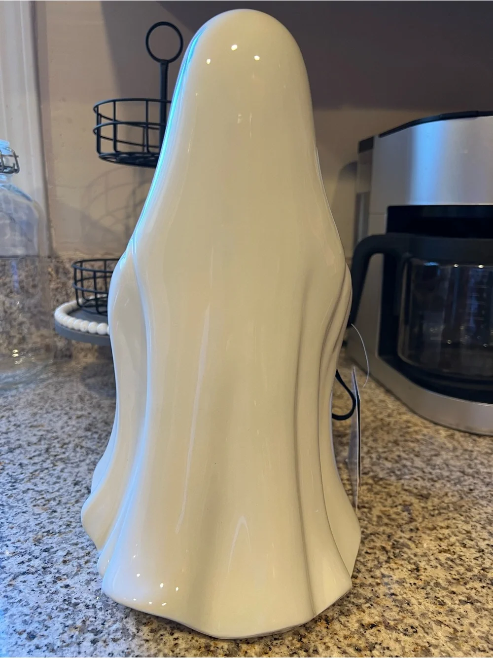 White Ceramic LED Ghost Duo with Pumpkin Charm
